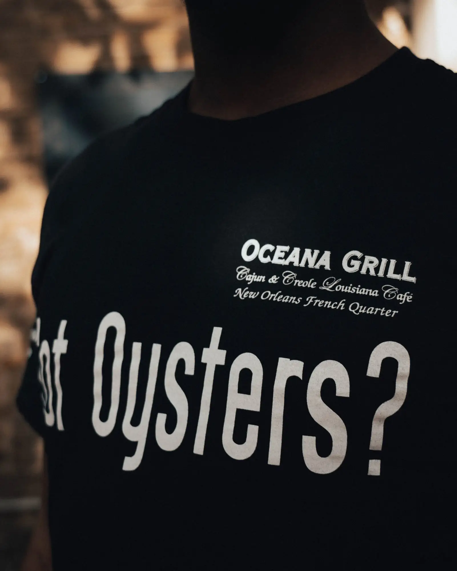 Black short-sleeve “Got Oysters?” Oceana T-shirt